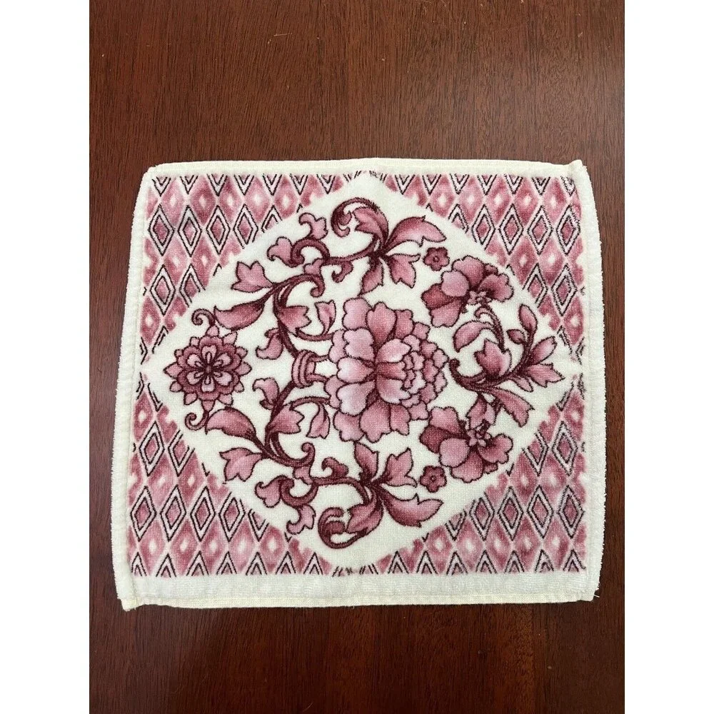 2 Terrisol Pink Rose Bath Washcloths Towel Cottage Romantic Very Soft And Thick